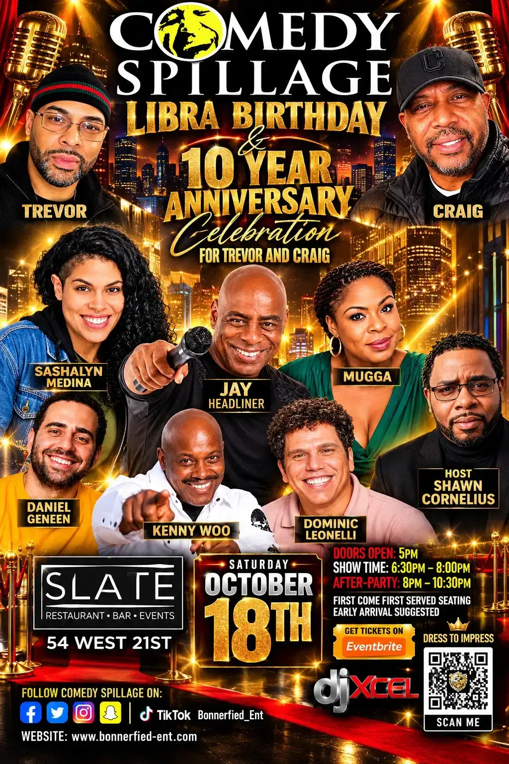 Comedy Spillage Libra birthday and 10 year anniversary poster